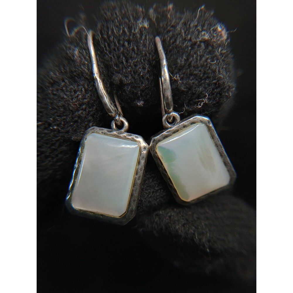 Chapin & Hollister Sterling Silver Mother of Pearl Dangle Earrings 925 Rectangul